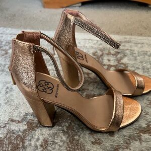 Women's Rose Gold Block Heel Sandals